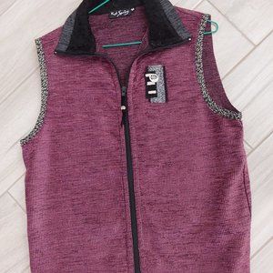 K.D. Spring Purple/Black Multi Texture Embellished Zip Front Vest.   Size M